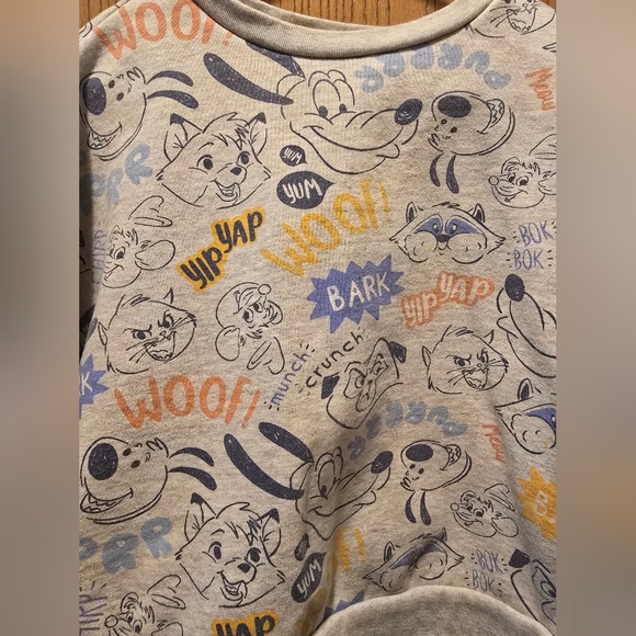 Disney Parks Gray Animal Critters Crop Sweater Women XL Goofy Meeko Pluto - Picture 2 of 6